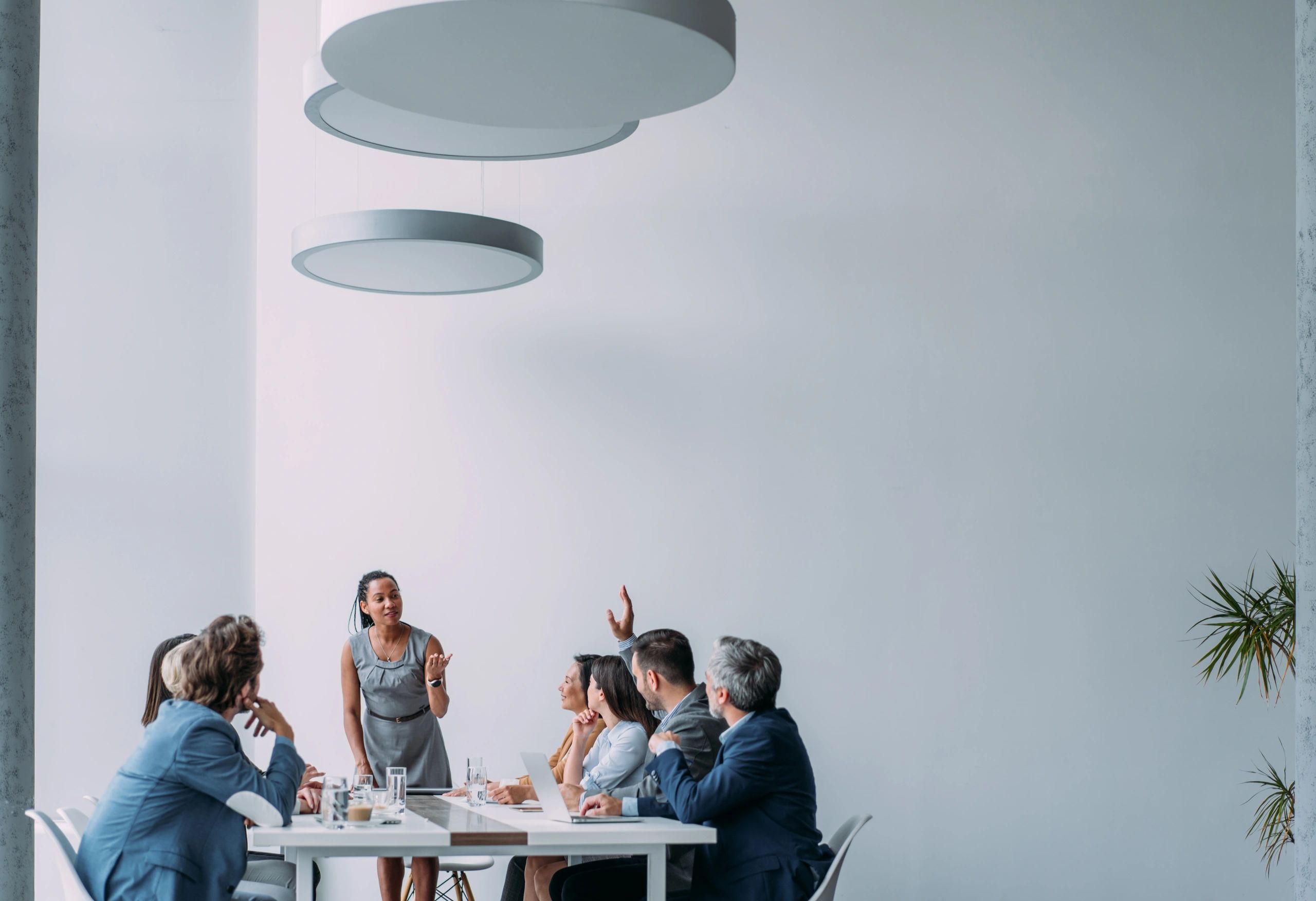 Leadership presentation in a boardroom